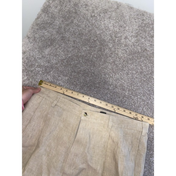 Jos A Bank Shorts Mens‎ 38 Beige 100% Linen Reserve Chino Lightweight Flat Front - Picture 5 of 8